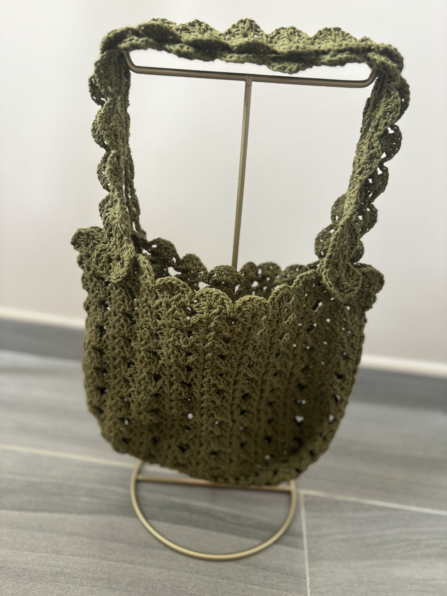 crocheted handle bag