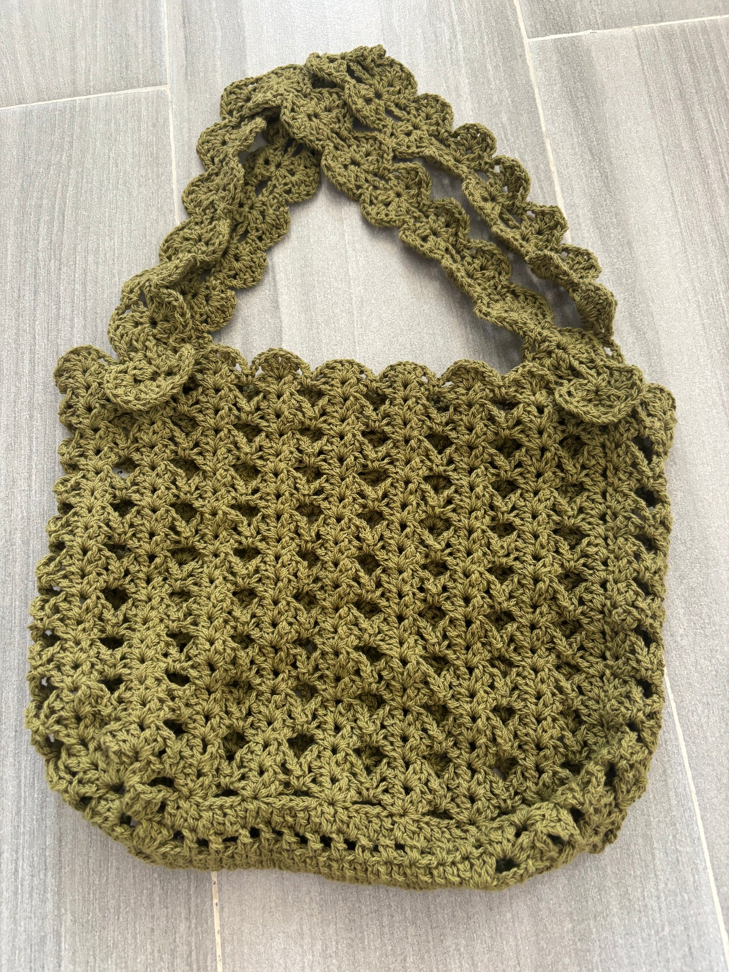 crocheted handle bag