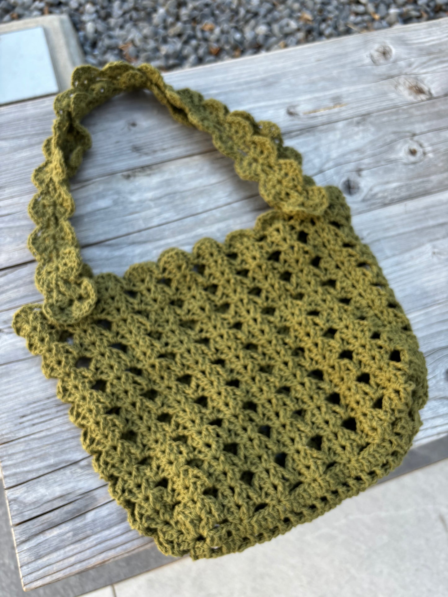 crocheted handle bag